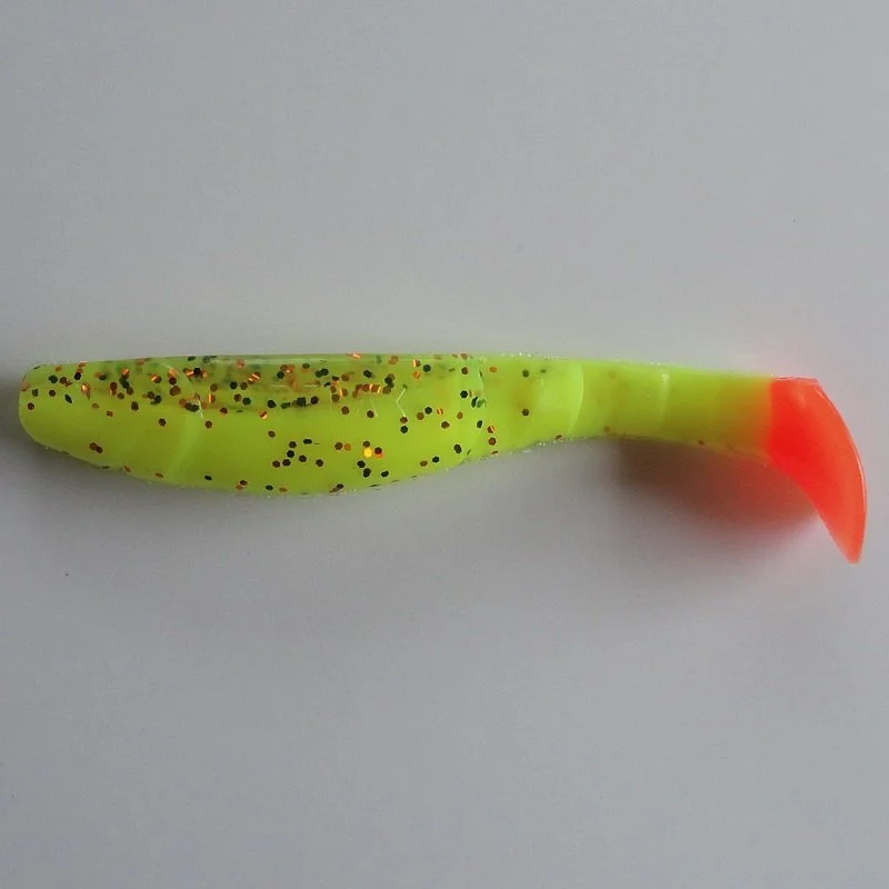 Kopyto Long 10cm (4") Chartreuse Svart/Orange Glitter Röd Firetail