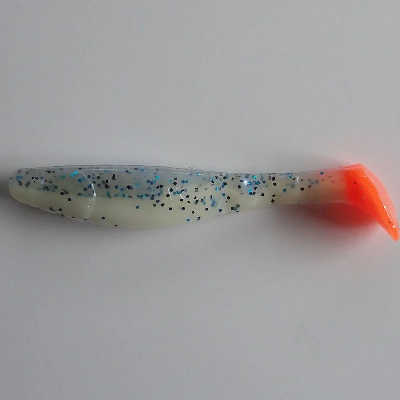 Kopyto Long 10cm (4") Vit/Pärlemor Blå Glitter Orange Firetail