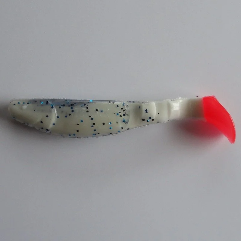 Kopyto Long 10cm (4") Vit/Pärlemor Blå Glitter Röd Firetail