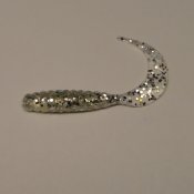 Curlytail Transparent med Silver/Svart Glitter 4 cm