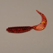 Curlytail Transparent Röd med Guld/Svart Glitter 4 cm