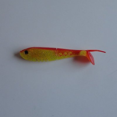 Buster Shad Chartreuse/Röd Rygg 11 cm