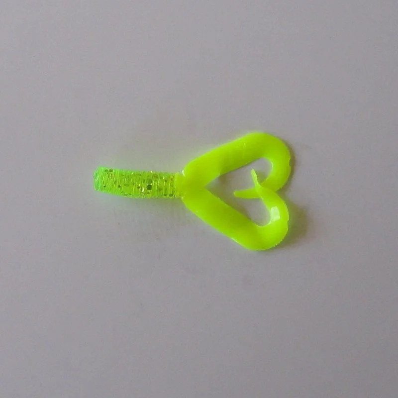 Twister Dwuogonovy 5cm (2") Chartreuse Hologlitter/Silke